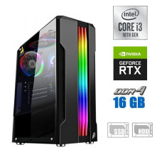 Ігровий ПК Intel Core i3-10100F (4 (8) ядра по 3.6 - 4.3 GHz) NEW / 16 GB DDR4 NEW / 120 GB SSD NEW + 500 GB HDD /GeForce RTX 3050, 8 GB GDDR6, 128-bit NEW / 500W NEW б/в