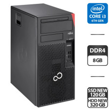 Комп'ютер Fujitsu Esprimo P557 E85+ Tower / Intel Core i3-6100 (2 (4) ядра по 3.7 GHz) / 8 GB DDR4 / 120 GB SSD NEW + 320 GB HDD NEW / Intel HD Graphics 530 / 280W / DVD-ROM б/в
