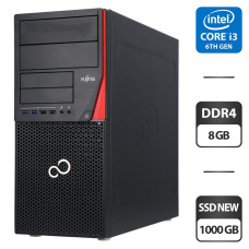Комп'ютер Б-клас Fujitsu Esprimo P756 E94+ Tower / Intel Core i3-6100 (2 (4) ядра по 3.7 GHz) / 8 GB DDR4 / 1000 GB SSD NEW / Intel HD Graphics 530 / DVI б/в