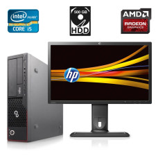 Комплект ПК: Fujitsu E700 E90 + SFF / Core i5-2400 (4 ядра по 3.1-3.4 GHz) / 8GB DDR3 / 500GB HDD / Radeon HD 8490, 1GB DDR3 + Монітор HP ZR2240w / 22" IPS +Кабелі, мишка та клавіатура б/в