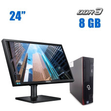 Комплект ПК: Fujitsu Esprimo E700 SFF / Intel Core i3-2100 (2 (4) ядра по 3.1 GHz) / 8 GB DDR3 / 240 GB SSD / AMD Radeon HD 8490, 1 GB GDDR3, 64-bit + Монітор S24E650PL / 24" (1920x1080) PLS / VGA, HDMI, DP б/в