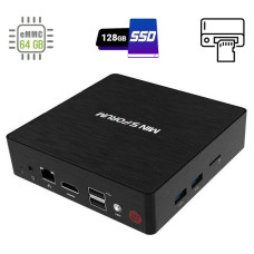 Неттоп Minisforum N36 USFF / Intel Celeron N3060 (2 ядра по 1.6-2.48 GHz) / 4GB DDR3 / 128GB SSD + 64GB eMMC / HD Graphics 400 / USB 3.0 / HDMI / Wi-Fi / Блок живлення в комплекті б/в
