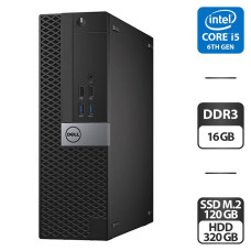 Комп'ютер Б-клас Dell OptiPlex 5040 SFF / Intel Core i5-6500 (4 ядра по 3.2 - 3.6 GHz) / 16 GB DDR3 / 120 GB SSD M.2 + 320 GB HDD / Intel HD Graphics 530 / HDMI / Windows 10 Pro + Перехідник з DisplayPort на VGA б/в