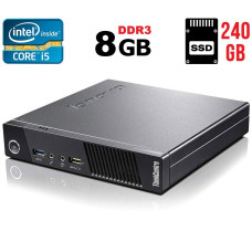 Неттоп Lenovo ThinkCentre M92p Tiny USFF / Core i5-3470T (2(4) ядра по 2.9-3.6GHz) / 8GB DDR3 / 240GB SSD / HD Graphics 2500 / DisplayPort б/в
