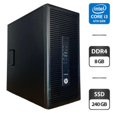 Комп'ютер HP ProDesk 600 G2 Tower / Intel Core i3-6100 (2 (4) ядра по 3.7 GHz) / 8 GB DDR4 / 240 GB SSD / Intel HD Graphics 530 / VGA б/в