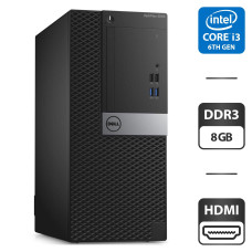 Комп'ютер Dell OptiPlex 3040 Tower / Intel Core i3-6100 (2 (4) ядра по 3.7 GHz) / 8 GB DDR3 / 500 GB HDD / Intel HD Graphics 530 / DVD-ROM / HDMI / Windows 10 Pro б/в