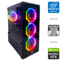 Ігровий ПК 1stPlayer Fire Dancing V2 Tower NEW / Intel Xeon E3-1241 v3 (4 (8) ядер 3,5 - 3,9 ГГц) / 32 ГБ DDR3 / 240 ГБ SSD NEW + 500 ГБ HDD / nVidia GeForce GTX 1050 Ti, 4 ГБ GDDR5, 128-bit / 500 Вт NEW б/в