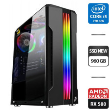 Ігровий ПК 1stPlayer Rainbow R3-A Tower NEW / Intel Core i5-7400 (4 ядра по 3.0 - 3.5 GHz) / 16 GB DDR4 NEW / 960 GB SSD NEW / AMD Radeon RX 580, 8 GB GDDR5, 256-bit / 650W б/в
