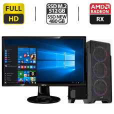 Комплект ПК : Intel Core i5-6400 (4 ядра по 2.7-3.3GHz) / 16GB DDR4 / 512 GB SSD M.2+480GB SSD NEW /Radeon RX 580+Монітор BenQ 24" б/в