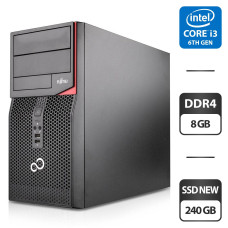 Комп'ютер Fujitsu Esprimo P556 E85+ Tower / Intel Core i3-6100 (2 (4) ядра по 3.7 GHz) / 8 GB DDR4 / 240 GB SSD NEW / Intel HD Graphics 530 / DVD-ROM / DVI / Windows 11 Pro б/в