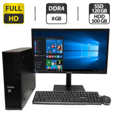 Комплект ПК: Lenovo ThinkStation P310 SFF / Intel Xeon E3-1225 v5 (4 ядра по 3.3-3.7 GHz) / 8GB DDR4 / 120GB SSD + 500GB HDD / Intel HD Graphics P530 + Монітор 24" TN / VGA, DVI + Кабелі, мишка и клавіатура б/в