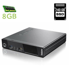 Неттоп Lenovo ThinkCentre M93 Tiny USFF / Intel Pentium G3220T (2 ядра по 2.6 GHz) / 8 GB DDR3 / 240 GB SSD / Intel HD Graphics / DisplayPort б/в