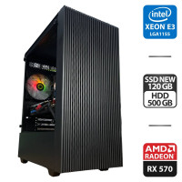 Ігровий ПК GameMax Edge Black Tower NEW / Intel Xeon E3-1230 v2 (4 (8) ядер 3,3 - 3,7 ГГц) / 16 ГБ DDR3 / 120 ГБ SSD NEW + 500 ГБ HDD / AMD Radeon RX 570, 4 ГБ GDDR5, 256-біт / 550 Вт / HDMI б/в