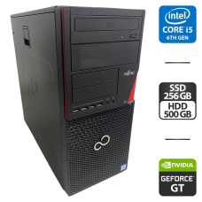 Комп'ютер Fujitsu Esprimo P756 E90+ Tower / Intel Core i5-6400 (4 ядра по 2.7 - 3.3 GHz) / 16 GB DDR4 / 256 GB SSD + 500 GB HDD / nVidia GeForce GT 630, 2 GB GDDR3, 64-bit / DVD-ROM / DisplayPort б/в