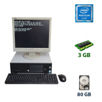 Комплект системний блок Fujitsu E3500 SFF / Intel Pentium E2160 (2 ядра по 1.8 GHz) /3GB DDR2 / 80GB HDD Монітор 17" клавіатура, миша, комплект кабелів