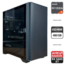 Ігровий ПК Montech Air 100 Lite Black Tower NEW / AMD Ryzen 5 3600 NEW (6 (12) ядер 3,6 - 4,2 ГГц) / 16 ГБ DDR4 NEW / 480 ГБ SSD NEW / AMD Radeon RX 5600 XT, 6 ГБ GDDR6, 192-біт / 550 Вт NEW б/в