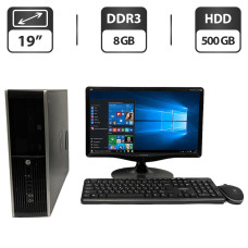 Комплект ПК: HP Compaq Pro 6300 SFF / Intel Core i5-3470 (4 ядра по 3.2 - 3.6 GHz) / 8 GB DDR3 / 500 GB HDD / Intel Graphics + Монітор ViewSonic VA1931-wa / 19" (1366x768) TN / VGA, DVI б/в