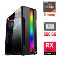 Ігровий ПК AMD Ryzen 7 1700 (8(16) ядер по 3-3.7GHz) / 16GB DDR4 / 500GB SSD / AMD Radeon RX 570, 4GB GDDR5, 256bit б/в