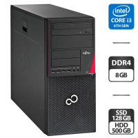 Комп'ютер Fujitsu Esprimo P756 E90+ Tower / Intel Core i3-6100 (2 (4) ядра по 3.7 GHz) / 8 GB DDR4 / 128 GB SSD + 500 GB HDD / Intel HD Graphics 530 / DVD-ROM б/в
