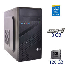 Комп'ютер QUBE QB05M U3 Tower / Pentium Gold G6400 (2(4) ядра по 4GHz) / 8GB DDR4 (2666MHz) / 120GB SSD / 400W / PRIME H410M-R
