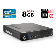 Неттоп Lenovo ThinkCentre M93p Tiny USFF /Core i5-4570T (2(4) ядра по 2.9-3.6 GHz) / 8GB DDR3 / 500 GB SSD / Intel HD Graphics 4600 / DisplayPort / Блок живлення б/в