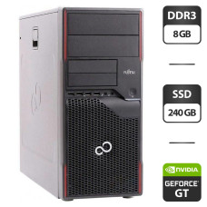Комп'ютер Б-клас Fujitsu Esprimo + Tower / Core i7-3770 (4(8) ядра по 3.4-3.9GHz) / 8GB DDR3 / 240GB SSD / GeForce GT 420, 1 GB DDR3, 128bit / DVI б/в