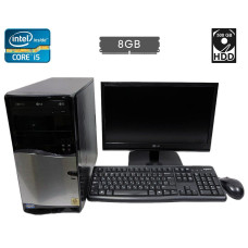 Комплект ПК: Asus Tower / Intel Core i5-2400 (4 ядра по 3.1-3.4GHz) / 8GB DDR3 / 500GB HDD / HD Graphics 2000 / DVD-RW + Монітор 18.5" TN / VGA + клавіатура миша та кабелі б/в