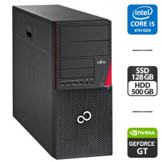 Комп'ютер Fujitsu Esprimo P756 E90+ Tower / Intel Core i5-6400 (4 ядра по 2.7 - 3.3 GHz) / 8 GB DDR4 / 128 GB SSD + 500 GB HDD / nVidia GeForce GT 730, 2 GB GDDR3, 64-bit / DisplayPort б/в