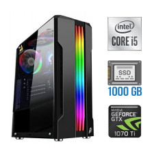Ігровий ПК Intel Core i5-10400F (6(12) ядер по 2.9-4.3GHz) NEW / 16GB DDR4 NEW / 1000GB SSD NEW / GeForce GTX 1070 Ti, 8GB GDDR5, 256-bit б/в