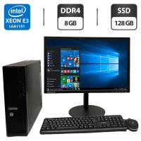Комплект ПК: Lenovo ThinkStation P310 SFF / Intel Xeon E3-1225 v5 (4 ядра по 3.3 - 3.7 GHz) / 8 GB DDR4 / 128 GB SSD / Intel Graphics P530 + Монітор Б-клас Lenovo ThinkVision T2254pC / / VGA, DVI, DP б/в