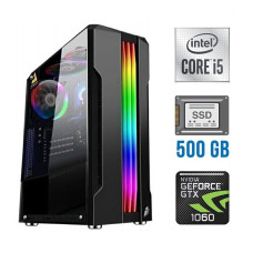 Ігровий ПК Tower Intel Core i5-10400F (6(12) ядер по 2.9-4.3 GHz) NEW / 16GB DDR4 NEW / 500GB SSD NEW / GeForce GTX 1060, 3 GB GDDR5, 192-bit б/в
