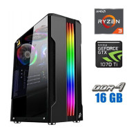 Ігровий ПК Tower NEW / AMD Ryzen 3 4100 (4 (8) ядра по 3.8 - 4.0 GHz) NEW / 16 GB DDR4 NEW / 480 GB SSD NEW / nVidia GeForce GTX 1070 Ti, 8 GB GDDR5, 256-bit / 600W NEW б/в