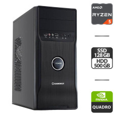 Ігровий ПК GameMax ET-205 Tower NEW / AMD Ryzen 5 2600 (6(12) ядер по 3.4-3.9 GHz) / 16GB DDR4 / 128GB SSD + 500GB HDD / Quadro K2200, 4GB GDDR5, 128bit / DVI / 430W б/в
