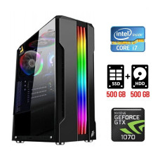 Ігровий ПК Tower / Intel Core i7-2600 (4 (8) ядра по 3.4 - 3.8 GHz) / 16 GB DDR3 / 500 GB SSD NEW + 500 GB HDD / nVidia GeForce GTX 1070, 8 GB GDDR5, 256-bit б/в