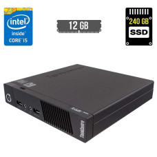 Неттоп Lenovo ThinkCentre M93p Tiny USFF / Intel Core i5-4570T (2 (4) ядра по 2.9 - 3.6 GHz) / 12 GB DDR3 / 240 GB SSD / Intel HD Graphics 4600 / DisplayPort / Блок живлення б/в