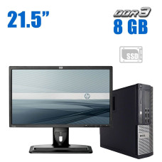 Комплект ПК: Dell Optiplex 7010 SFF / Intel Core i3-3220 (2 (4) ядра по 3.3 GHz) / 8 GB DDR3 / 240 GB SSD / Intel HD Graphics 2500 / DVD-ROM + Монітор HP ZR22w / 21.5" (1920x1080) S-IPS / DVI, VGA, DP б/в
