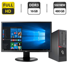 Комплект ПК: Fujitsu / Core i5-4430 (4 ядра по 3-3.2GHz) / 16GB DDR3 / 480GB SSD NEW / HD Graphics 4600 + Монитор 24" IPS / VGA б/в
