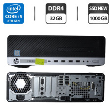 Комп'ютер HP EliteDesk 800 G3 SFF / Intel Core i5-6500 (4 ядра по 3.2 - 3.6 GHz) / 32 GB DDR4 / 1000 GB SSD NEW / Intel HD Graphics 530 / DisplayPort / Windows 11 Pro б/в