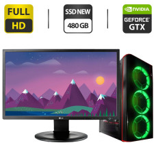 Комплект ПК: Intel Core i5-3340 (4 ядра по 3.1-3.3GHz) / 16GB DDR3 / 480GB SSD NEW / GeForce GTX 670 + Монитор LG 24" PS / VGA / DVI б/в