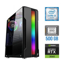 Ігровий ПК Tower / Intel Core i3-6100 (2 (4) ядра по 3.7 GHz) / 8 GB DDR4 NEW / 500 GB SSD NEW / nVidia GeForce RTX 3060, 12 GB GDDR6, 192-bit NEW б/в