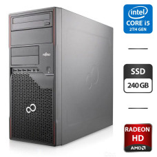Комп'ютер Fujitsu Esprimo P700 E90+ Tower / Intel Core i5-2400 (4 ядра по 3.1 - 3.4 GHz) / 8 GB DDR3 / 240 GB SSD / AMD Radeon HD 5450, 1 GB GDDR3, 64-bit / DVD-ROM / VGA б/в