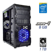 Ігровий ПК QUBE QB932A U3 Tower / Intel Core i3-10100F (4 (8) ядра по 3.6 - 4.3 GHz) / 8 GB DDR4 / 1 TB HDD / nVidia GeForce GTX 1650, 4 GB GDDR5, 128-bit / 500W / PRIME H410M-K