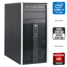 Комп'ютер HP Compaq Pro 6300 Tower / Intel Core i7-3770 (4 (8) ядра по 3.4 - 3.9 GHz) / 8 GB DDR3 / 240 GB SSD + 500 GB HDD / AMD Radeon HD 5450, 1 GB GDDR3, 64-bit / DVD-ROM / VGA б/в