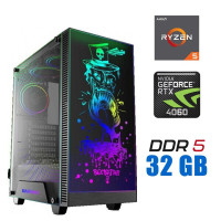 Ігровий ПК Tower / AMD Ryzen 5 7500F (6 (12) ядер по 3.7 - 5.0 GHz) / 32 GB DDR5 / 1000 GB SSD M.2 / nVidia GeForce RTX 4060, 8 GB GDDR6, 128-bit / 700W