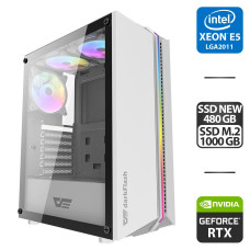 Ігровий ПК DarkFlash DK151 Tower NEW / Intel Xeon E5-2697 v3 (14 (28) ядер по 2.6 - 3.6 GHz) / 64 GB DDR4 / 480 GB SSD NEW + 1000 GB SSD M.2 NEW / nVidia GeForce RTX 3070, 8 GB GDDR6, 256-bit / HDMI / 600W б/в