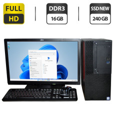 Комплект ПК: Dell OptiPlex 3050 Tower / Intel Core i3-6100 (2 (4) ядра по 3.7 GHz) / 16 GB DDR4 NEW / 240 GB SSD NEW / Intel HD Graphics 630 + Монітор Б-клас 22" (1920x1080) TN / VGA, DVI / Різні бренди б/в