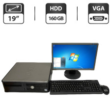 Комплект ПК: комп'ютер Dell OptiPlex 330 SFF / Intel Core 2 Duo E4300 (2 ядра по 1.8 GHz) / 4 GB DDR2 / 160 GB HDD / Intel Graphics / DVD-ROM + Монітор Б-клас 19" (1440x900) TN / VGA б/в