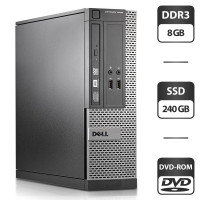 Комп'ютер Dell OptiPlex 3020 SFF / Intel Core i5-4590 (4 ядра по 3.3-3.7 GHz) / 8 GB DDR3 / 240 GB SSD / Intel HD Graphics 4600 / DVD-ROM / VGA б/в