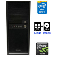 Ігровий ПК Chieftec Tower / Intel Core i5-4590 (4 ядра по 3.3-3.7 GHz) / 32GB DDR3 / 240GB SSD + 500GB HDD / GeForce GTX 1070, 8GB GDDR5, 256-bit / 750W / DVI / HDMI / DisplayPort б/в