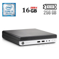 Неттоп HP ProDesk 400 G5 Mini USFF / Intel Core i3-9100T (4 ядра по 3.1 - 3.7 GHz) / 16 GB DDR4 / 256 GB SSD M.2 / Intel UHD Graphics 630 / USB 3.1 б/в
